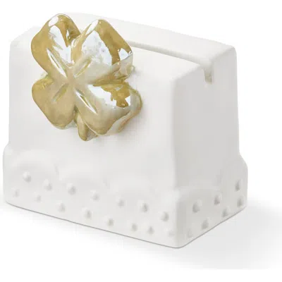 Tag Four Leaf Clover Mini Photo Holder Frame Green Earthenware 2.5 X 1.25 X 2.5 In White