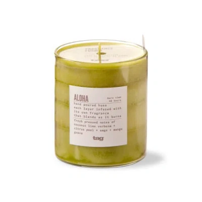 Tag Fragrance Fusion Aloha Flame Scented Jar Candle Green Wax
