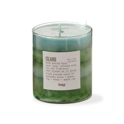 Tag Fragrance Fusion Island Aqua Blue Jar Candle Everyday Scent In Green