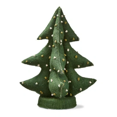 Tag French Knot Wool Christmas Tree Decor For Tabletop Mantel In Green