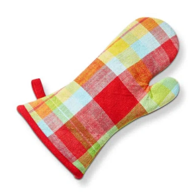 Tag Fresh Pick Plaid Oven Mitt Multi Cotton Summer