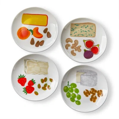 Tag Fromage Appetizer Plates Set Of 4 Multi Bone China 6x6