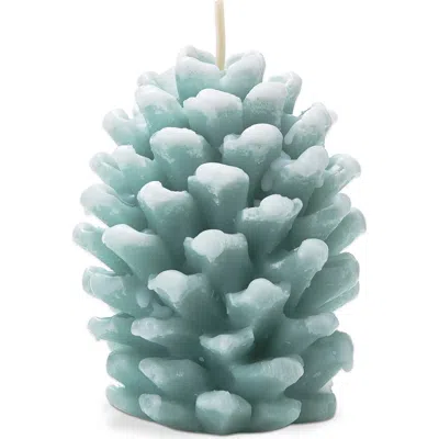 Tag Frosted Pine Cone Aqua Candle Sculpted Paraffin Wax In Green