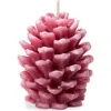 Tag Frosted Pine Cone Pink Candle Sculpted Paraffin Wax In Pink