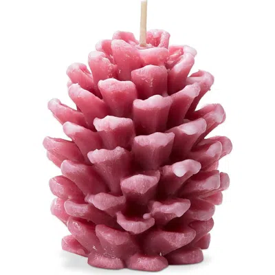 Tag Frosted Pine Cone Pink Candle Sculpted Paraffin Wax