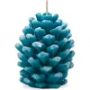 Tag Frosted Pine Cone Turquoise Candle Sculpted Paraffin Wax In Blue