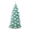 Tag Frosted Pine Tree Aqua Candle Sculpted Christmas Decor In Green