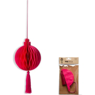 Tag Fuchsia Paper Honey Comb Tassel Ornament For Holiday Decor In Pink