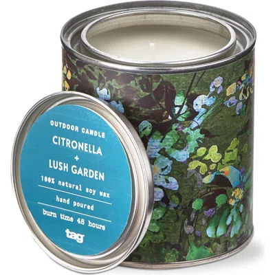Tag Garden Citronella Candle Floral Print Tin 48 Hour Burn In Green