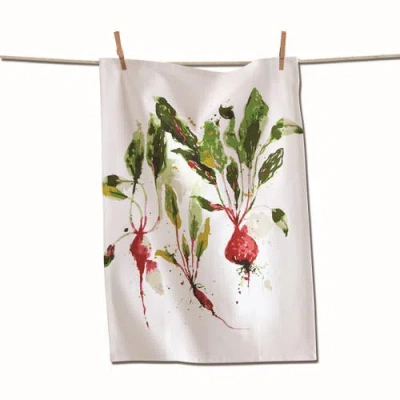 Tag Garden Radish Dishtowel Cream Colored Cotton 26" X 18" Cleaning Kitchen Towel Machine Washable In Multi