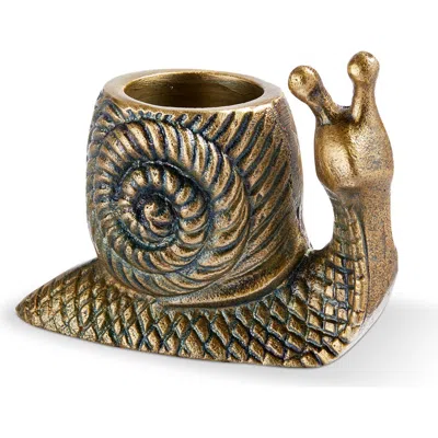 Tag Garden Snail Tealight Antique Brass Aluminum Spring In Brown