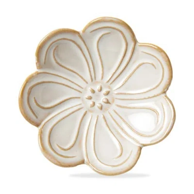 Tag Gardenia Flower Trinket Dish White Stoneware Everyday In Neutral
