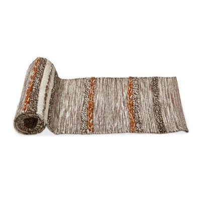 Tag Gathering Textured Cotton Table Runner Multicolor Fall Design In Brown