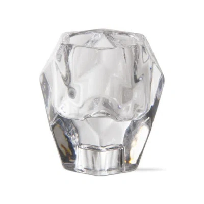 Tag Geo Clear Glass Reversible Tealight Taper Candle Holder In Transparent