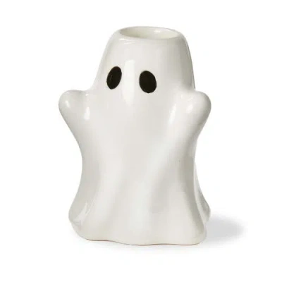 Tag Ghost Taper Candle Holder White Ceramic Halloween Decor