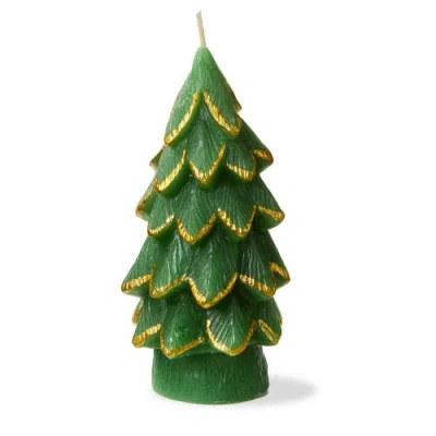 Tag Gilded Pine Tree Green Candle Sculpted Novelty Christmas Decor