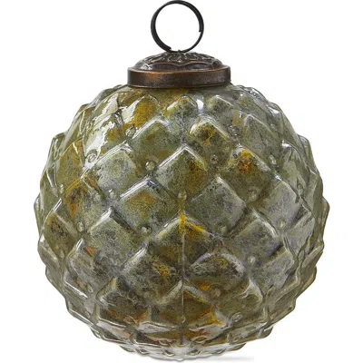 Tag Gilded Yellow Glass Ball Ornament For Christmas Tree Decor In Green