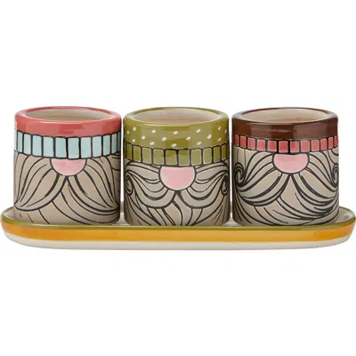 Tag Gnome Mini Planters With Tray Multicolor Ceramic Garden Pots