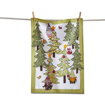 Tag Gnomies And Furry Friends Kitchen Towel Multicolor Cotton Winter Design Machine Wash 26x18 Inche