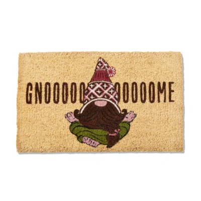 Tag Gnoooooome Sentiment Gnomie Themed Coir Door Mat Beige In Yellow