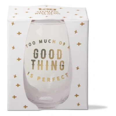 Tag Good Thing Stemless Wine Glasses Set Of 2 Gold Drinkware In White