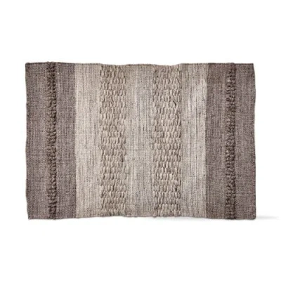 Tag Gradation Stripe Recycled Woven Accent Rug Brown Multi Eco-friendly In Gray