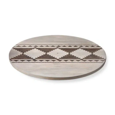Tag Gray Wood Lazy Susan Serving Tray For Summer Entertaining In Brown