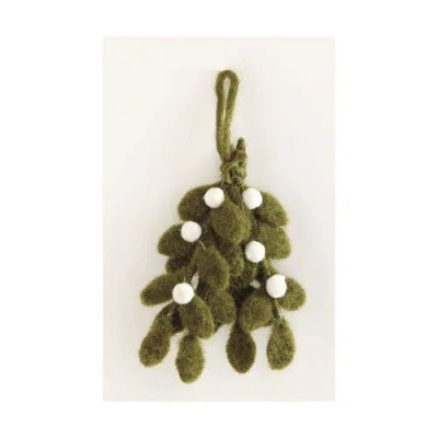 Tag Green Mistletoe Felt Ornament 4 Inch Christmas Tree Decoration Spot Clean