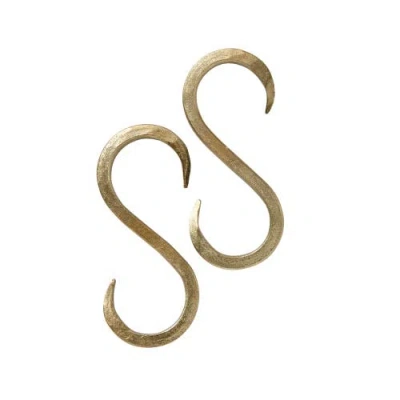 Tag Hammered S Hook Set Of 2 Antique Brass Kitchen Decor In Gold