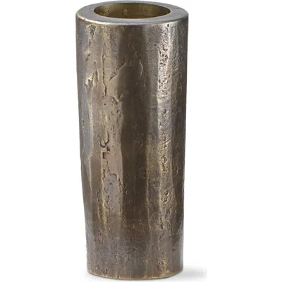 Tag Hammered Tall Taper Candle Holder Antique Brass Gold Iron