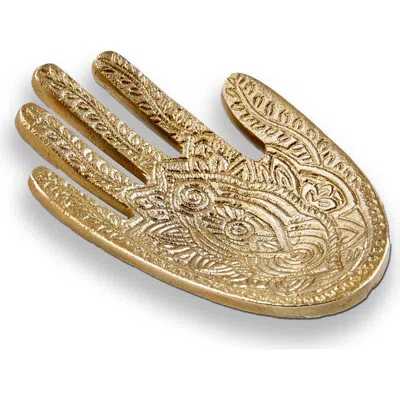 Tag Hamsa Hand Incense Cone Holder Antique Gold Decorative Figurine