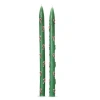 Tag Hand Painted Candy Cane Taper Candles In Green