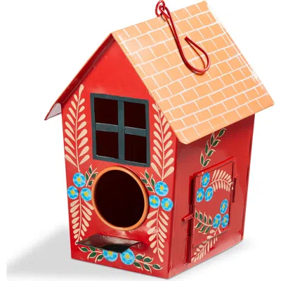 Tag Hand Painted Feathers Bird House Multi Iron Spring In Red