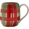 Tag Hand Painted Plaid Mug Christmas Red Ceramic Drinkware In Red