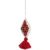 Tag Hand Stitched Red Felt Tassel Tree Ornaments Holiday Decor In Multi