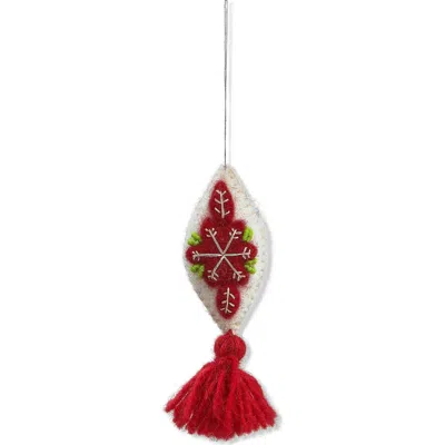 Tag Hand Stitched Red Felt Tassel Tree Ornaments Holiday Decor In Multi