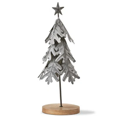 Tag Handcrafted Gray Iron Leaf Tree Decor Holiday Sculpture