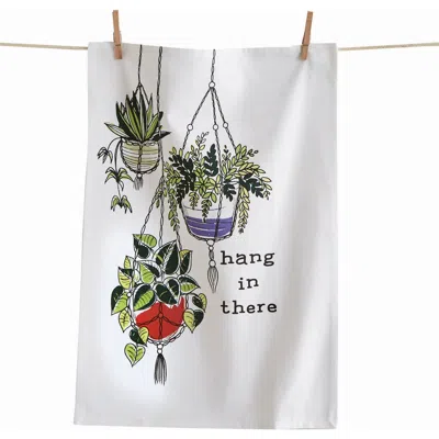 Tag Hang In There White Cotton Dishtowel For Kitchen Cleaning