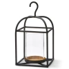 Tag Hanging Metal Glass Lantern Candle Holder Decorative Small In Black