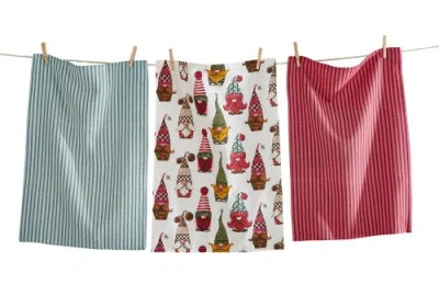 Tag Hanging With My Gnomies Kitchen Towels Set Of 3 Multicolor Cotton Dishtowels For Christmas Machi