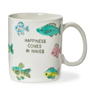 Tag Happiness Comes In Waves Mug Multi Stoneware Summer