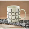 Tag Hashi Black Graphic Print Cream Beige Stoneware Mug 16oz In White