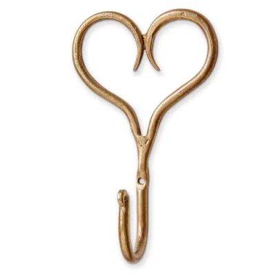 Tag Heart Wall Hook Antique Brass Iron Everyday In Gold