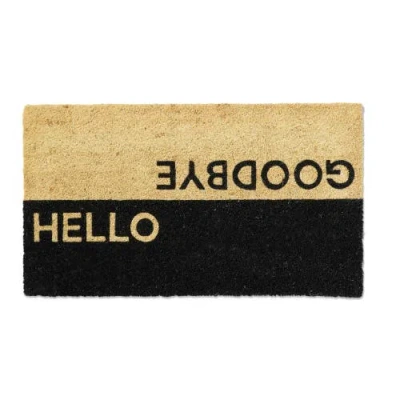 Tag Hello Goodbye Pvc Coir Door Mat In Black