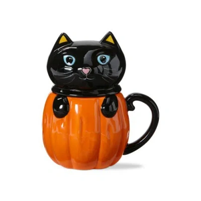 Tag Hello Pumpkin Cute Kitty Lidded Mug For Halloween Drinkware In Multi