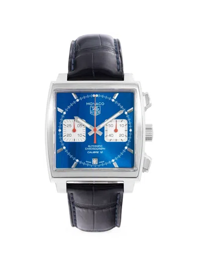 Pre-owned Tag Heuer 2016 Monaco Calibre 12 39mm Watch In Blue