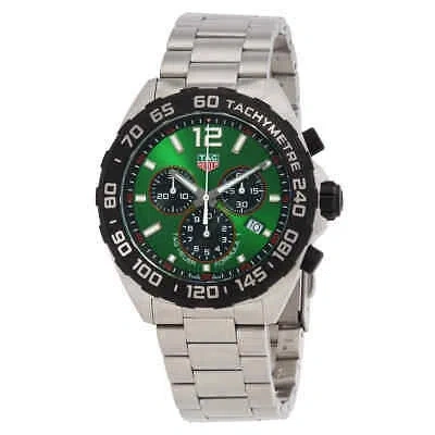 Pre-owned Tag Heuer 43mm Formula 1 Chronograph Quartz Green Dial Men's Watch