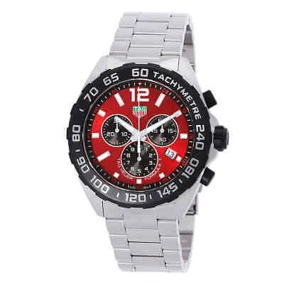 Pre-owned Tag Heuer 43mm Formula 1 Red Chronograph Quartz Red Dial Men's Watch