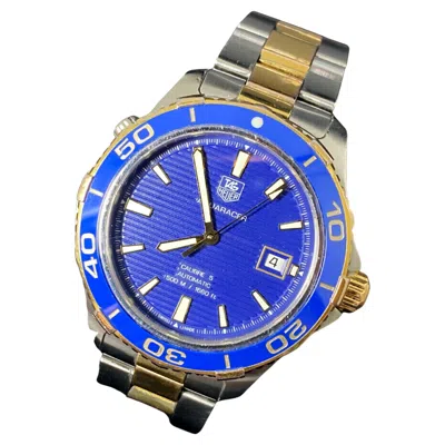 Pre-owned Tag Heuer Aquaracer 500m Ref Wak2120 Cal 5 Automatic Two-tone Gold & Steel Watch In Multi