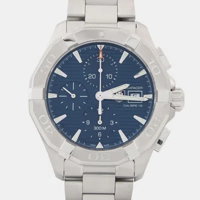 Pre-owned Tag Heuer Aquaracer Cay2112-2 Automatic Chronograph Stainless Steel Men's Wristwatch 44mm In Blue